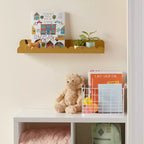 Mensole da muro per bambini Metal Luxe oro - Organizer da muro a muro galleggiante in ferro smerlato, largo 61 cm