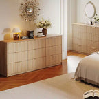 Cassettiera scanalata per camera da letto, cassettiera a 9 cassetti, comò moderno, organizer per armadio in legno per soggiorno ingresso