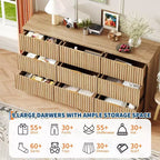Cassettiera scanalata per camera da letto, cassettiera a 9 cassetti, comò moderno, organizer per armadio in legno per soggiorno ingresso