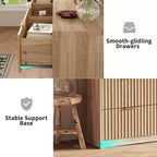 Cassettiera scanalata per camera da letto, cassettiera a 9 cassetti, comò moderno, organizer per armadio in legno per soggiorno ingresso