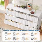 Cassettiera scanalata per camera da letto, cassettiera a 9 cassetti, comò moderno, organizer per armadio in legno per soggiorno ingresso