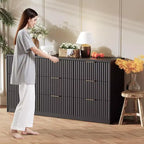 Cassettiera scanalata per camera da letto, cassettiera a 9 cassetti, comò moderno, organizer per armadio in legno per soggiorno ingresso