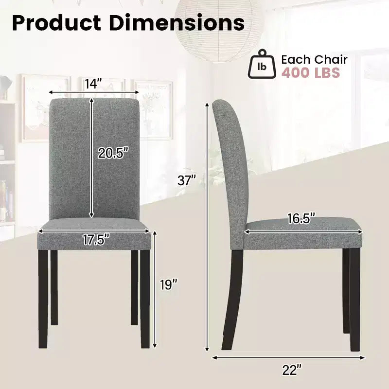 Set di 2 sedie da pranzo Parson imbottite in tessuto, stile moderno di metà secolo