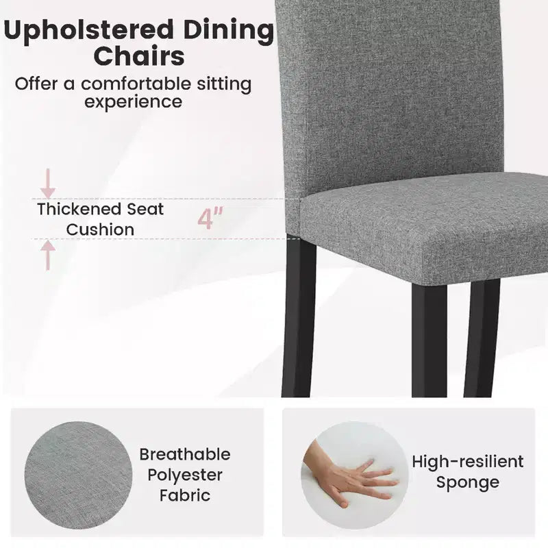 Set di 2 sedie da pranzo Parson imbottite in tessuto, stile moderno di metà secolo