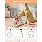 Divano per bambini, divano poltrona per bambini in tessuto Teddy Fleece convertibile 2-in-1, morbido divano pieghevole per bambini, comodo divano letto per bambini per sala giochi
