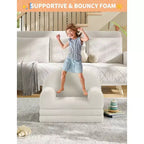 Divano per bambini, divano poltrona per bambini in tessuto Teddy Fleece convertibile 2-in-1, morbido divano pieghevole per bambini, comodo divano letto per bambini per sala giochi