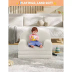 Divano per bambini, divano poltrona per bambini in tessuto Teddy Fleece convertibile 2-in-1, morbido divano pieghevole per bambini, comodo divano letto per bambini per sala giochi