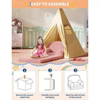 Divano per bambini, divano poltrona per bambini in tessuto Teddy Fleece convertibile 2-in-1, morbido divano pieghevole per bambini, comodo divano letto per bambini per sala giochi