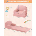 Divano per bambini, divano poltrona per bambini in tessuto Teddy Fleece convertibile 2-in-1, morbido divano pieghevole per bambini, comodo divano letto per bambini per sala giochi