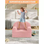 Divano per bambini, divano poltrona per bambini in tessuto Teddy Fleece convertibile 2-in-1, morbido divano pieghevole per bambini, comodo divano letto per bambini per sala giochi
