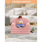 Divano per bambini, divano poltrona per bambini in tessuto Teddy Fleece convertibile 2-in-1, morbido divano pieghevole per bambini, comodo divano letto per bambini per sala giochi