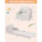Divano per bambini, divano poltrona per bambini in tessuto Teddy Fleece convertibile 2-in-1, morbido divano pieghevole per bambini, comodo divano letto per bambini per sala giochi