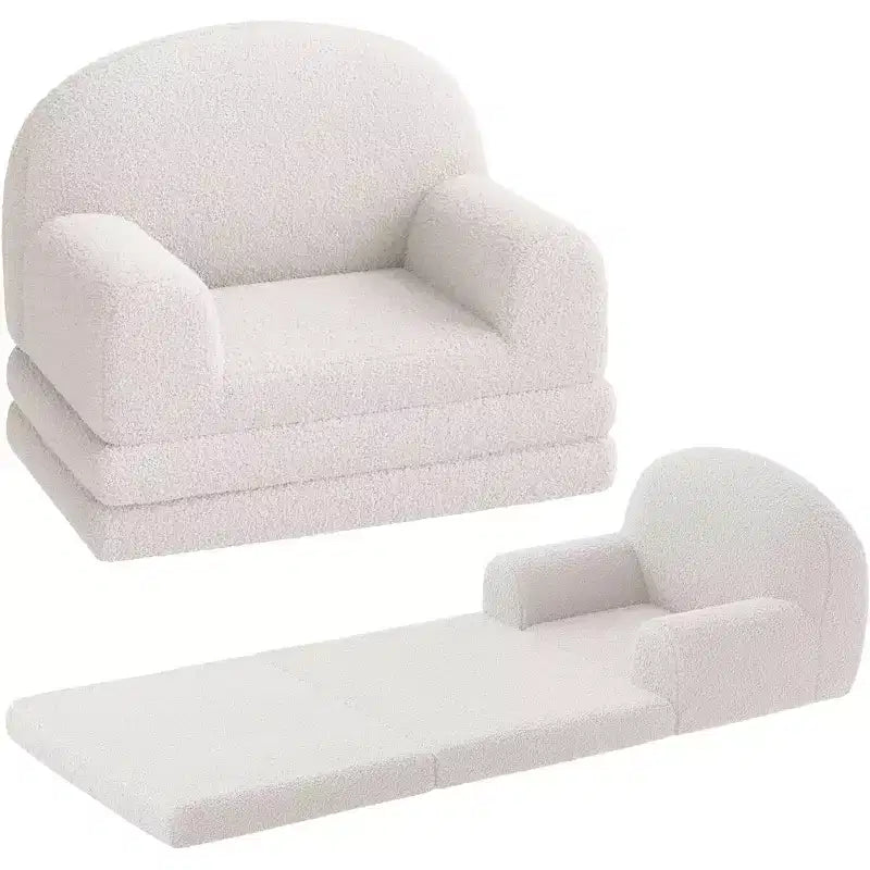 Divano per bambini, divano poltrona per bambini in tessuto Teddy Fleece convertibile 2-in-1, morbido divano pieghevole per bambini, comodo divano letto per bambini per sala giochi