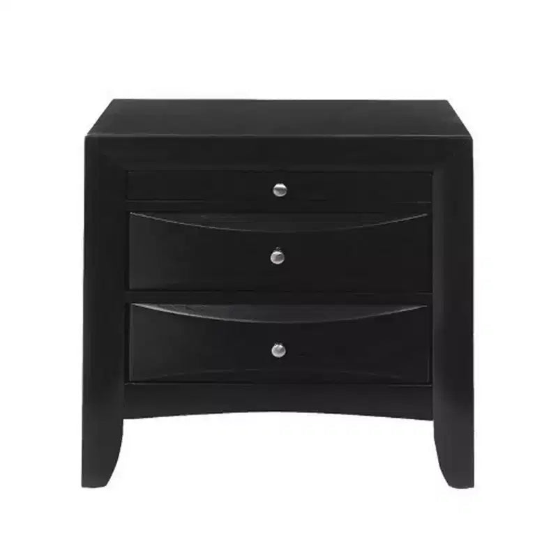 Comodino moderno a 2 cassetti in legno, nero