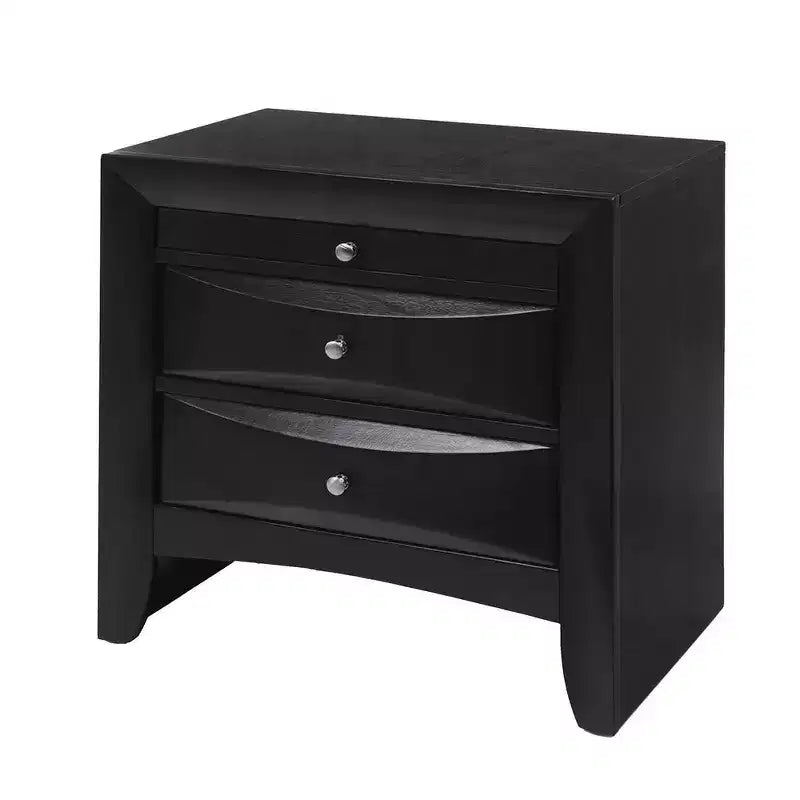 Comodino moderno a 2 cassetti in legno, nero