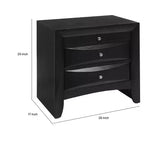 Comodino moderno a 2 cassetti in legno, nero
