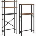 Over Toilet Storage 3 - Tier 2 - Tier Bathroom Organizer Freestanding Shelf with Adjustable Feet Rustic Brown and Black
