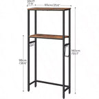 Organizzatore da Bagno sopra WC con 3 o 2 Ripiani, Scaffale Autoportante con Piedini Regolabili, Marrone Rustico e Nero