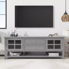 Mobile TV Moderno con Ante e Cassetti per TV da 60 pollici, Tavolo Porta TV in Legno con Ripiani per Soggiorno
