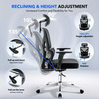 Sedia da ufficio ergonomica con supporto lombare regolabile, sedia da scrivania in rete con schienale alto, sedia girevole da computer con ruote per casa/ufficio