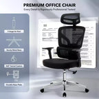 Sedia da ufficio ergonomica con supporto lombare regolabile, sedia da scrivania in rete con schienale alto, sedia girevole da computer con ruote per casa/ufficio