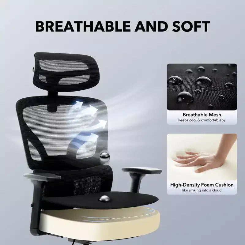 Sedia da ufficio ergonomica con supporto lombare regolabile, sedia da scrivania in rete con schienale alto, sedia girevole da computer con ruote per casa/ufficio