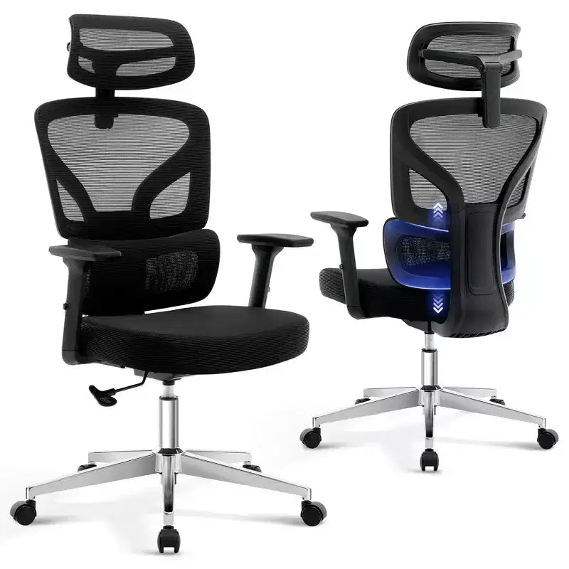 Sedia da ufficio ergonomica con supporto lombare regolabile, sedia da scrivania in rete con schienale alto, sedia girevole da computer con ruote per casa/ufficio