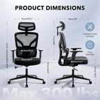 Sedia da ufficio ergonomica con supporto lombare regolabile, sedia da scrivania in rete con schienale alto, sedia girevole da computer con ruote per casa/ufficio