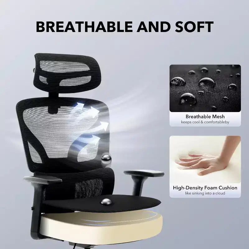 Sedia da ufficio ergonomica con supporto lombare regolabile, sedia da scrivania in rete con schienale alto, sedia girevole da computer con ruote per casa/ufficio
