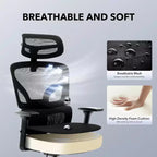Sedia da ufficio ergonomica con supporto lombare regolabile, sedia da scrivania in rete con schienale alto, sedia girevole da computer con ruote per casa/ufficio