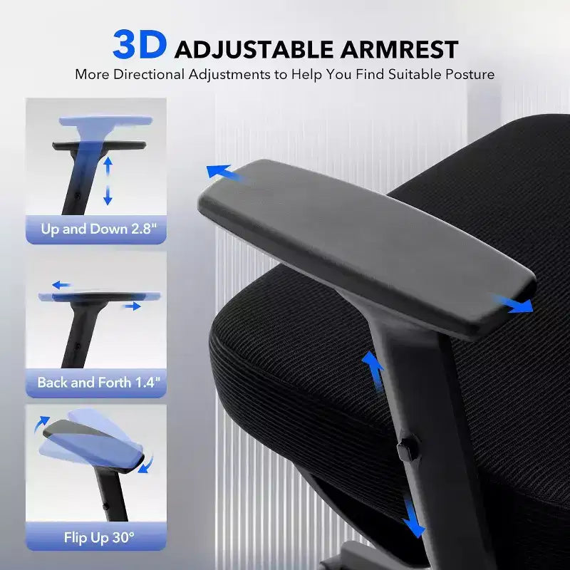 Sedia da ufficio ergonomica con supporto lombare regolabile, sedia da scrivania in rete con schienale alto, sedia girevole da computer con ruote per casa/ufficio