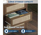 Comò a 6 cassetti per camera da letto, Comò largo in rattan, in legno con maniglie dorate, Mobile TV da fattoria Tavolo da ingresso, Cassettiera moderna per la stanza