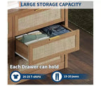 Comò a 6 cassetti per camera da letto, Comò largo in rattan, in legno con maniglie dorate, Mobile TV da fattoria Tavolo da ingresso, Cassettiera moderna per la stanza
