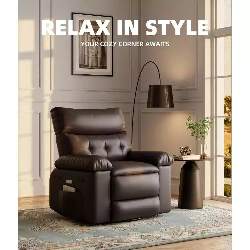 Poltrona Reclinabile Power Lift con Funzione Riscaldante e Massaggiante, Seduta Gigante Larga 68 cm, Girevole a 360 Gradi con Dondolo Manuale, Telecomando, Poltrona Reclinabile Oversize per Soggiorno