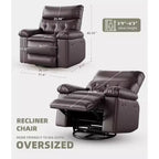 Poltrona Reclinabile Power Lift con Funzione Riscaldante e Massaggiante, Seduta Gigante Larga 68 cm, Girevole a 360 Gradi con Dondolo Manuale, Telecomando, Poltrona Reclinabile Oversize per Soggiorno