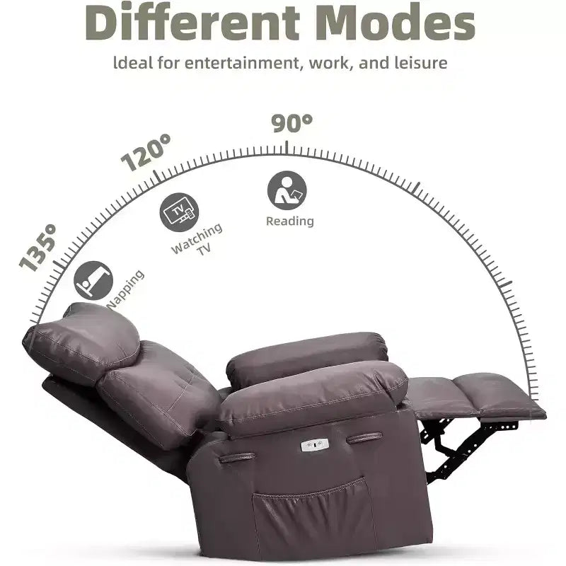 Poltrona Reclinabile Power Lift con Funzione Riscaldante e Massaggiante, Seduta Gigante Larga 68 cm, Girevole a 360 Gradi con Dondolo Manuale, Telecomando, Poltrona Reclinabile Oversize per Soggiorno