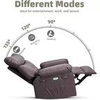 Poltrona Reclinabile Power Lift con Funzione Riscaldante e Massaggiante, Seduta Gigante Larga 68 cm, Girevole a 360 Gradi con Dondolo Manuale, Telecomando, Poltrona Reclinabile Oversize per Soggiorno