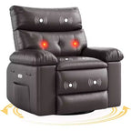 Poltrona Reclinabile Power Lift con Funzione Riscaldante e Massaggiante, Seduta Gigante Larga 68 cm, Girevole a 360 Gradi con Dondolo Manuale, Telecomando, Poltrona Reclinabile Oversize per Soggiorno
