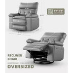 Poltrona Reclinabile Power Lift con Funzione Riscaldante e Massaggiante, Seduta Gigante Larga 68 cm, Girevole a 360 Gradi con Dondolo Manuale, Telecomando, Poltrona Reclinabile Oversize per Soggiorno