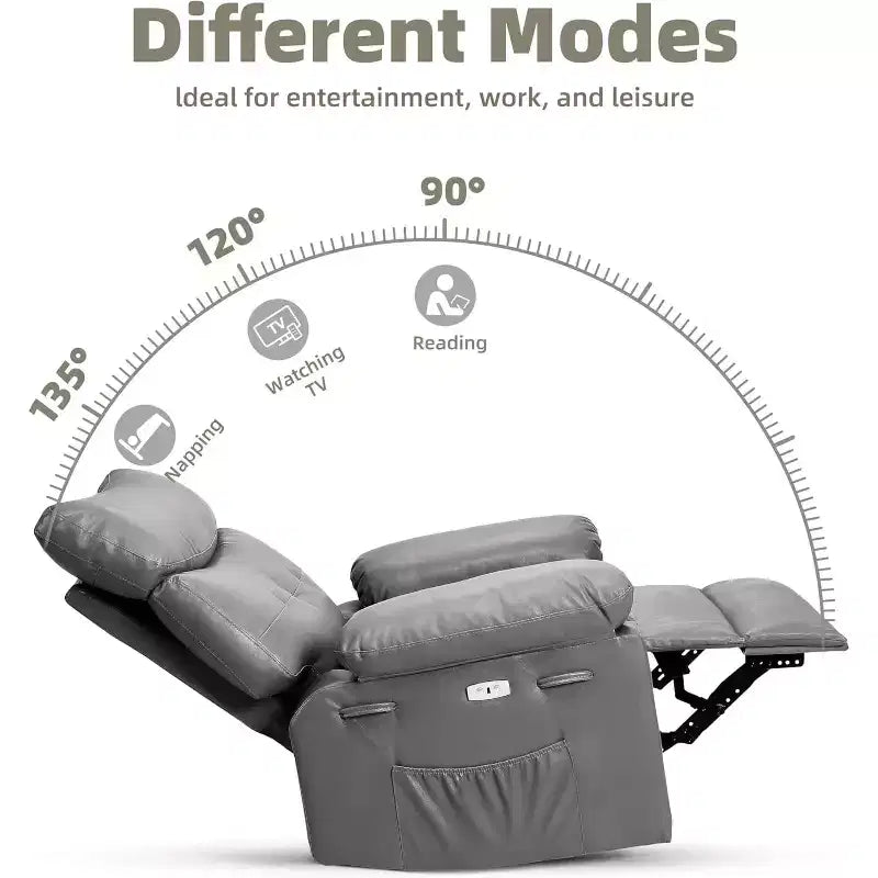 Poltrona Reclinabile Power Lift con Funzione Riscaldante e Massaggiante, Seduta Gigante Larga 68 cm, Girevole a 360 Gradi con Dondolo Manuale, Telecomando, Poltrona Reclinabile Oversize per Soggiorno