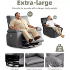 Poltrona Reclinabile Power Lift con Funzione Riscaldante e Massaggiante, Seduta Gigante Larga 68 cm, Girevole a 360 Gradi con Dondolo Manuale, Telecomando, Poltrona Reclinabile Oversize per Soggiorno