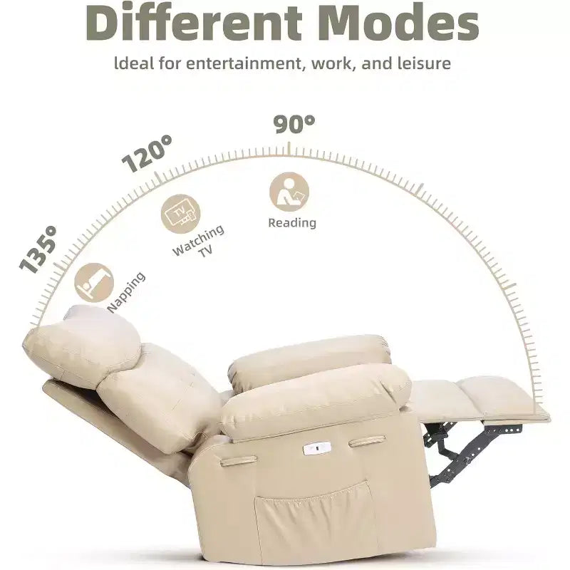 Poltrona Reclinabile Power Lift con Funzione Riscaldante e Massaggiante, Seduta Gigante Larga 68 cm, Girevole a 360 Gradi con Dondolo Manuale, Telecomando, Poltrona Reclinabile Oversize per Soggiorno