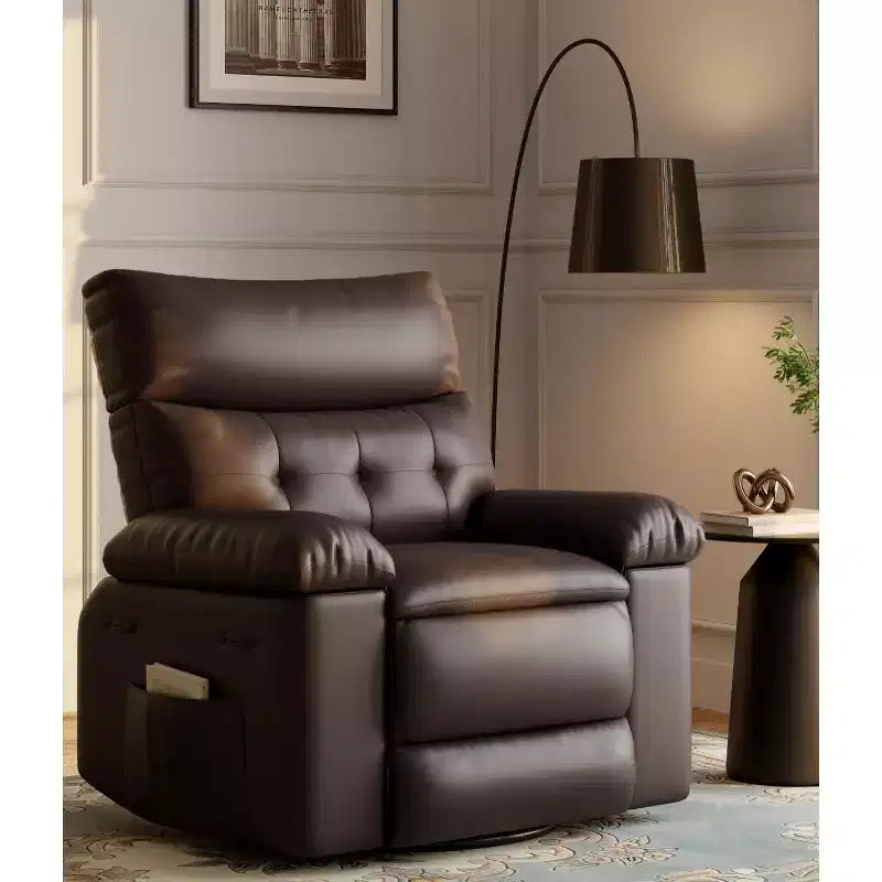 Poltrona Reclinabile Power Lift con Funzione Riscaldante e Massaggiante, Seduta Gigante Larga 68 cm, Girevole a 360 Gradi con Dondolo Manuale, Telecomando, Poltrona Reclinabile Oversize per Soggiorno