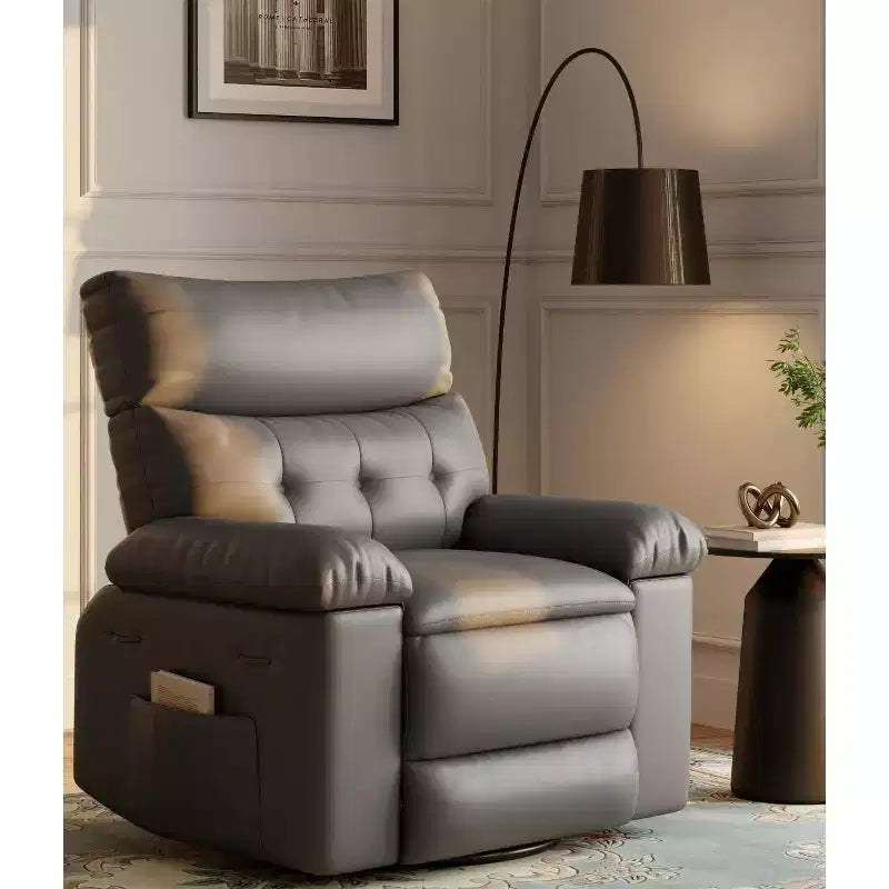 Poltrona Reclinabile Power Lift con Funzione Riscaldante e Massaggiante, Seduta Gigante Larga 68 cm, Girevole a 360 Gradi con Dondolo Manuale, Telecomando, Poltrona Reclinabile Oversize per Soggiorno