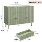 Comò doppio a 6 cassetti, cassettiera in legno scanalato da 120 cm con ampio spazio contenitivo e ripiano superiore grande - Porta TV per soggiorno, camera da letto, corridoio
