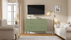 Comò doppio a 6 cassetti, cassettiera in legno scanalato da 120 cm con ampio spazio contenitivo e ripiano superiore grande - Porta TV per soggiorno, camera da letto, corridoio