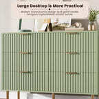 Comò doppio a 6 cassetti, cassettiera in legno scanalato da 120 cm con ampio spazio contenitivo e ripiano superiore grande - Porta TV per soggiorno, camera da letto, corridoio
