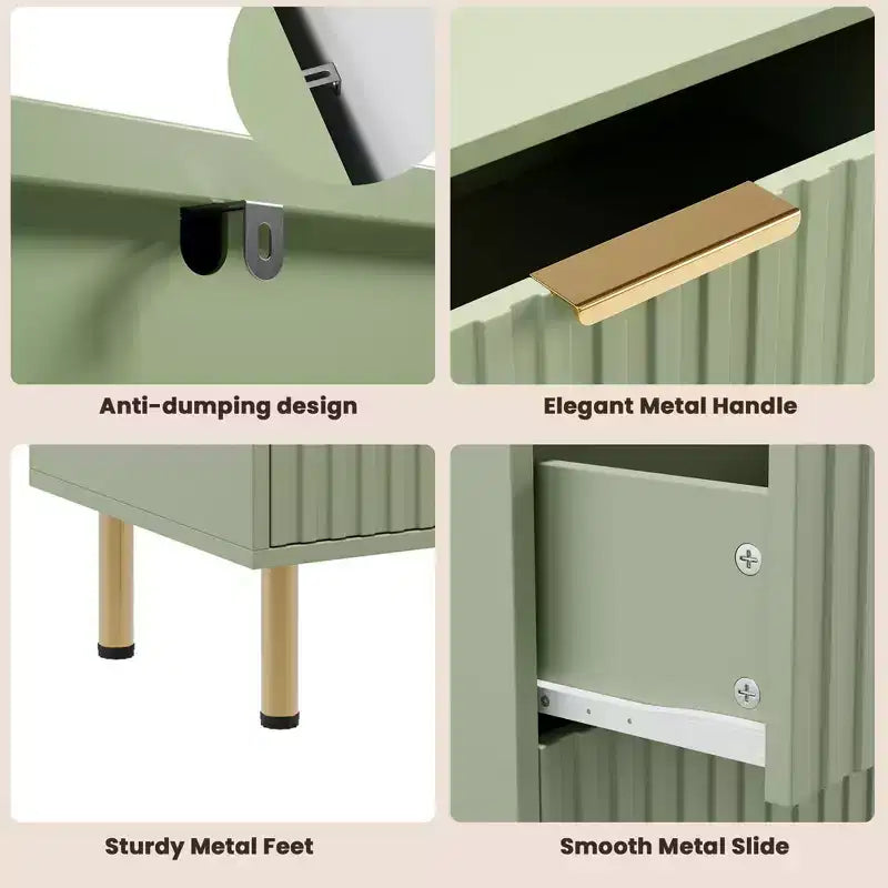 Comò doppio a 6 cassetti, cassettiera in legno scanalato da 120 cm con ampio spazio contenitivo e ripiano superiore grande - Porta TV per soggiorno, camera da letto, corridoio