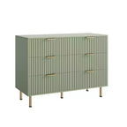 Comò doppio a 6 cassetti, cassettiera in legno scanalato da 120 cm con ampio spazio contenitivo e ripiano superiore grande - Porta TV per soggiorno, camera da letto, corridoio