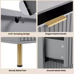 Comò doppio a 6 cassetti, cassettiera in legno scanalato da 120 cm con ampio spazio contenitivo e ripiano superiore grande - Porta TV per soggiorno, camera da letto, corridoio